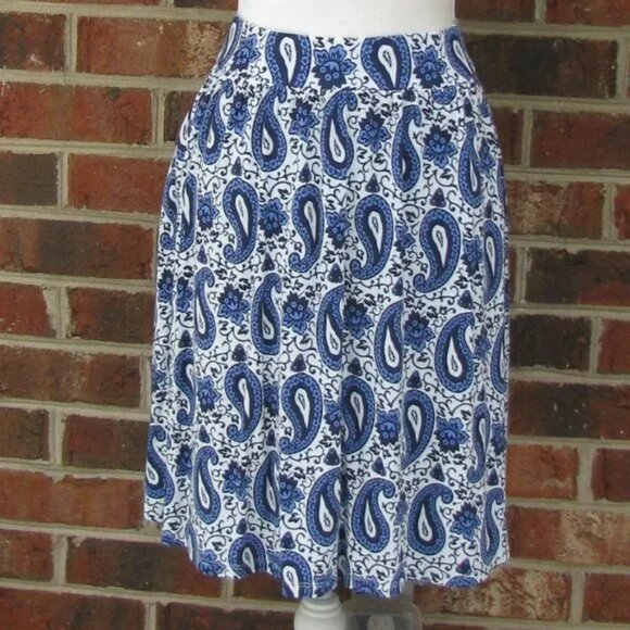 Boden Women Jersey Skirt Hyacinth Blue Enchanting Paisley pull on soft stretch - Picture 5 of 5